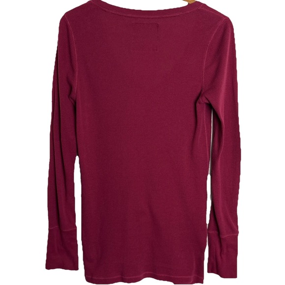 Vintage Y2K American Eagle Ribbed Thermal Tunic Top Womens XL Shirt Burgundy - Picture 4 of 10